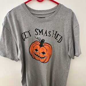 Get Smashed Pumpkin Halloween Heather Grey Unisex T-Shirt Size XL